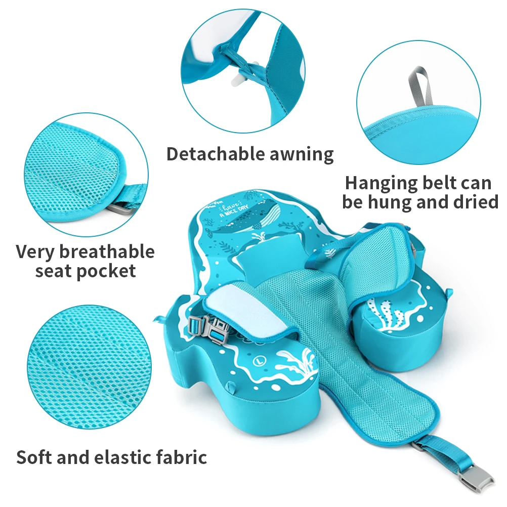 Swimbobo Non-inflatable Baby Swimming Float Ring Children Swim Ring Underarm Ring Non Inflatable Child Floating With Canopy