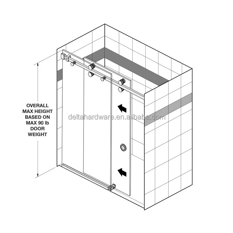 KKZ SQ4  Igt Stainless Steel 304 Satin Brass Gold Shower Screen Roller Sliding Glass to Wall System