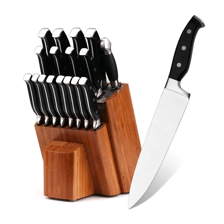 6 Piece Kitchen Knife Set With Block and Sharpener 