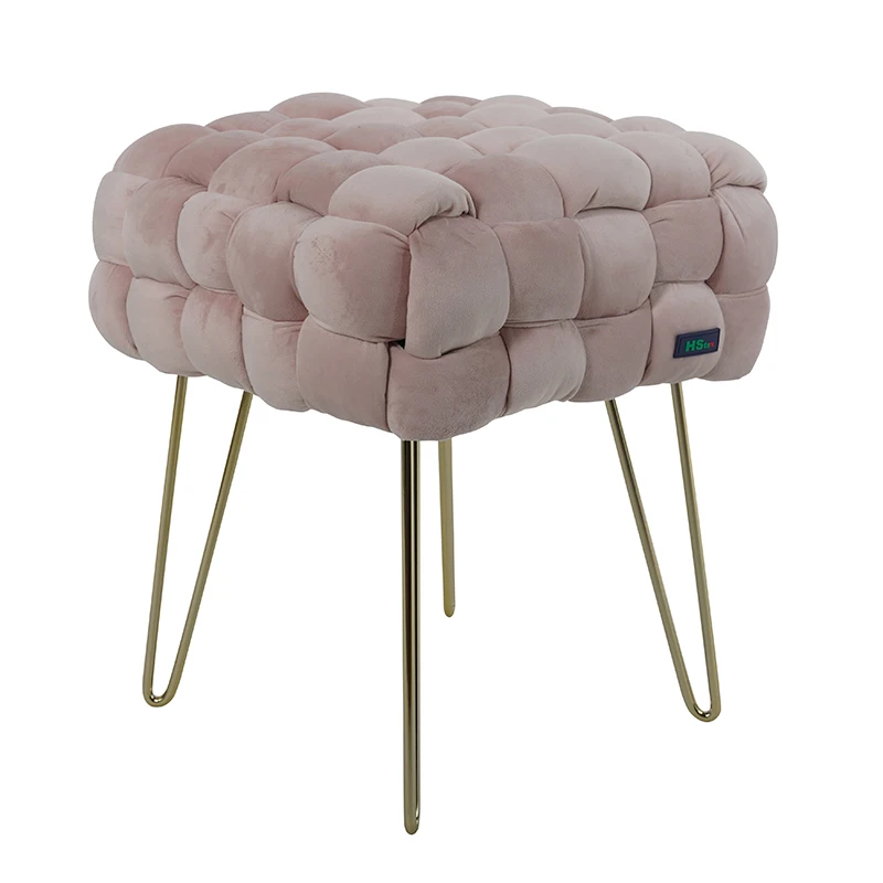 New Design Footstool Ottoman Stool With Gold Legs Footrest
