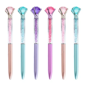 Creative Crystal Rotating Plastic Ballpoint Pen Printable logo for Office Stationery Student and Promotional Gift