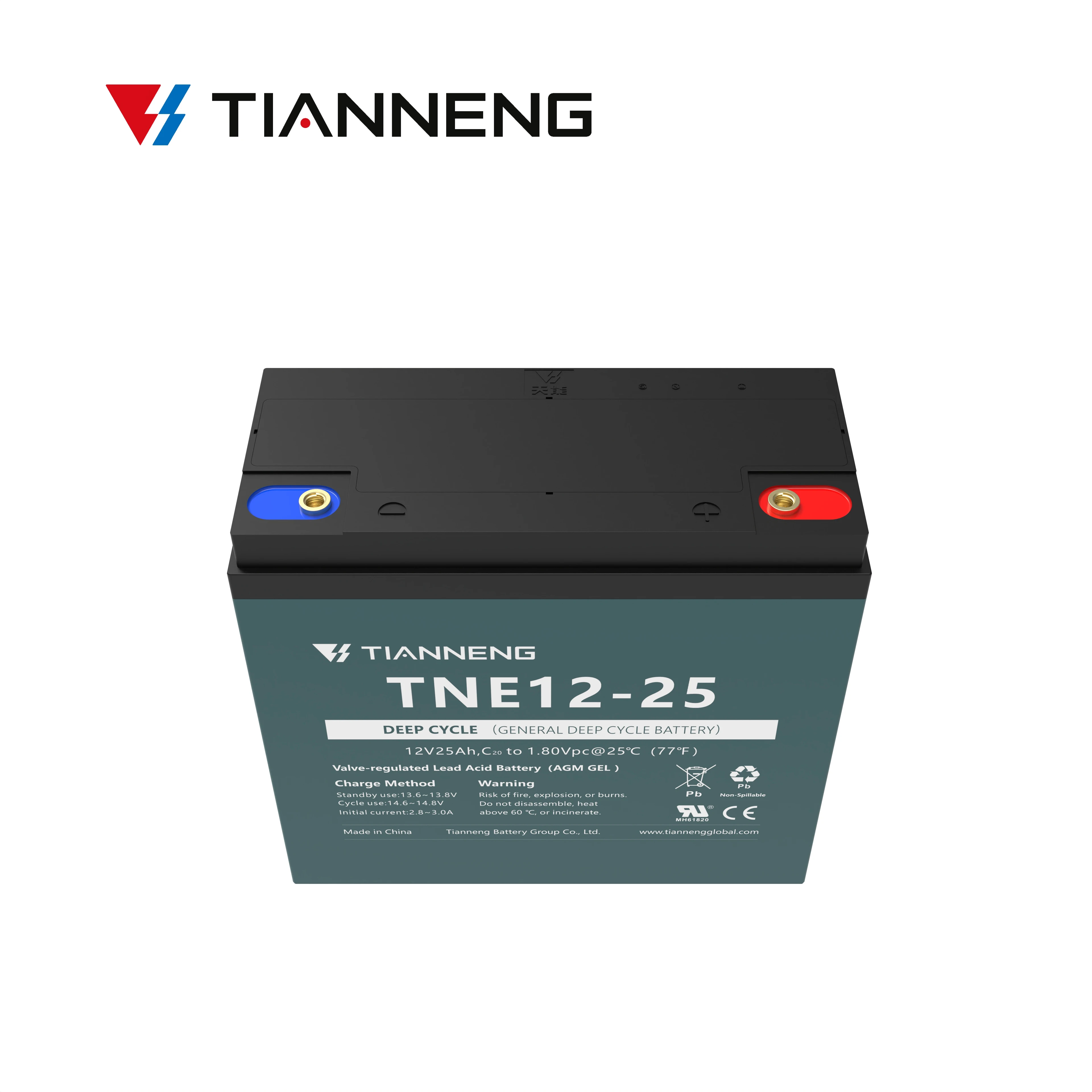 Tianneng TNE 12-25 General Deep Cycle 12v 25ah Electric Bicycle Lead Acid Battery