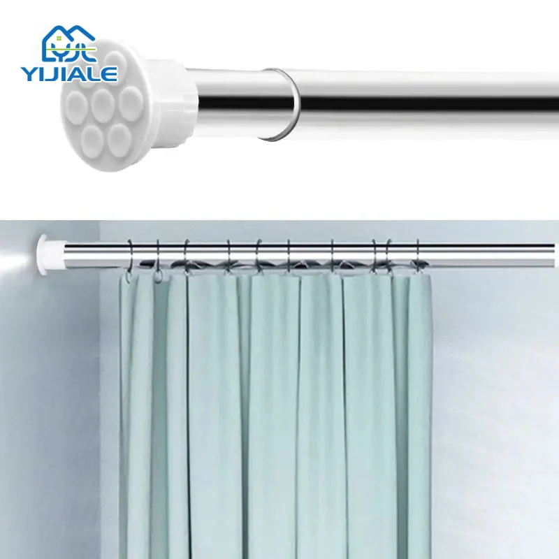 Bay Window Extendable Telescopic Tension Curtains Rods Closet Rod Set Bathroom Stainless Steel Shower Rod