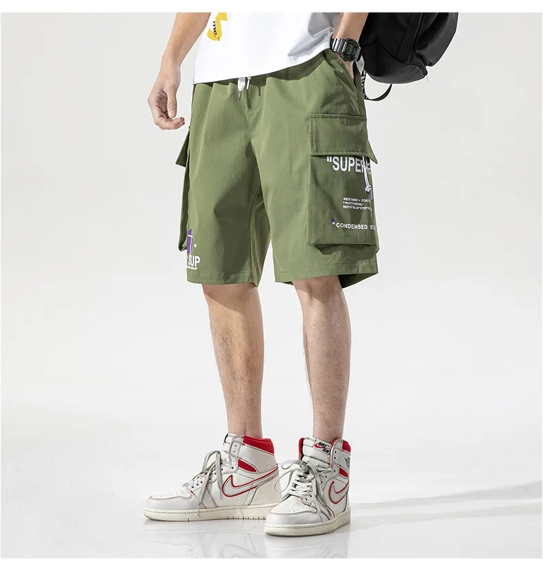 big men's cargo shorts elastic waist