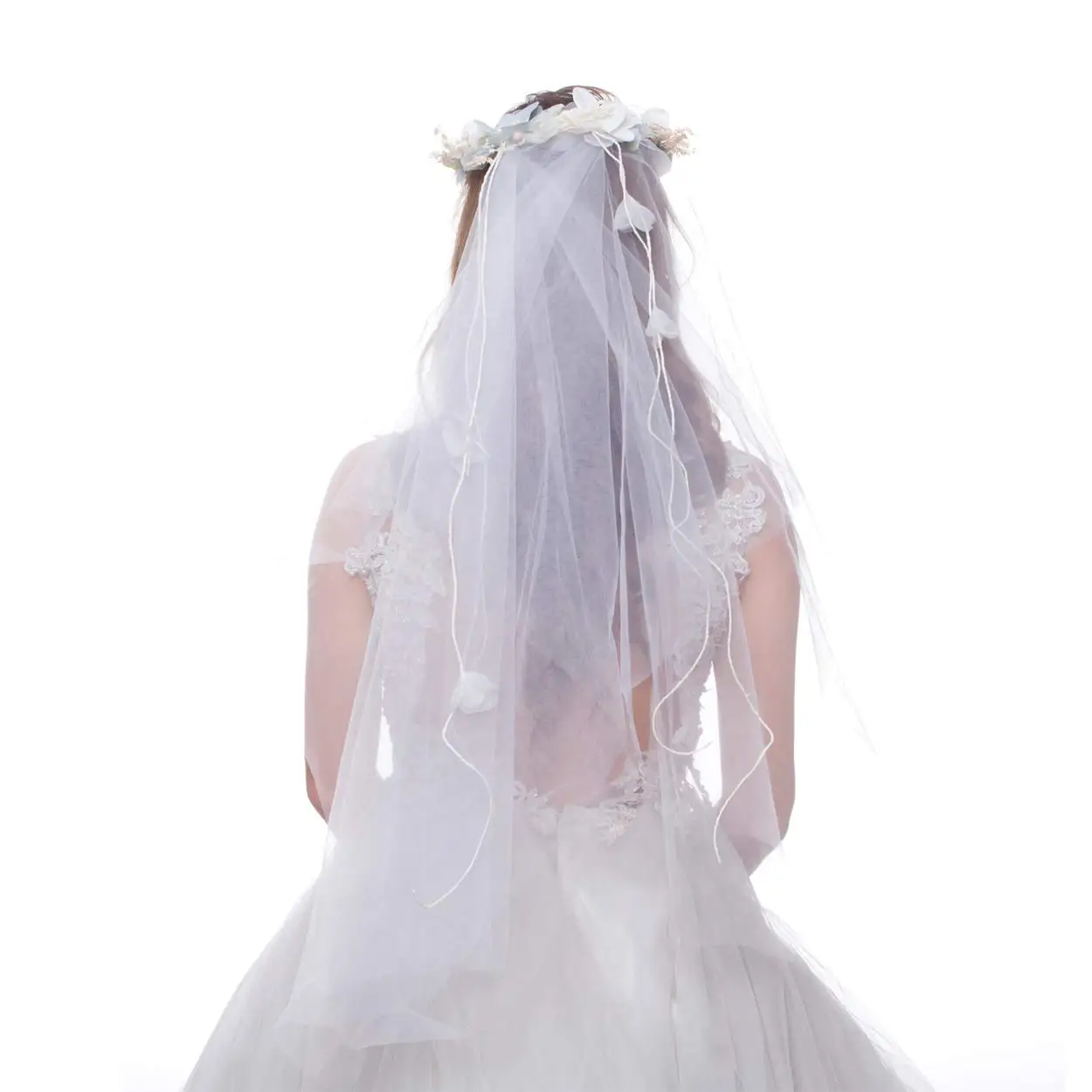 Женский Венок с цветами, Свадебные короны и фаты синего и белого цветов, аксессуары для волос, Прямая поставка