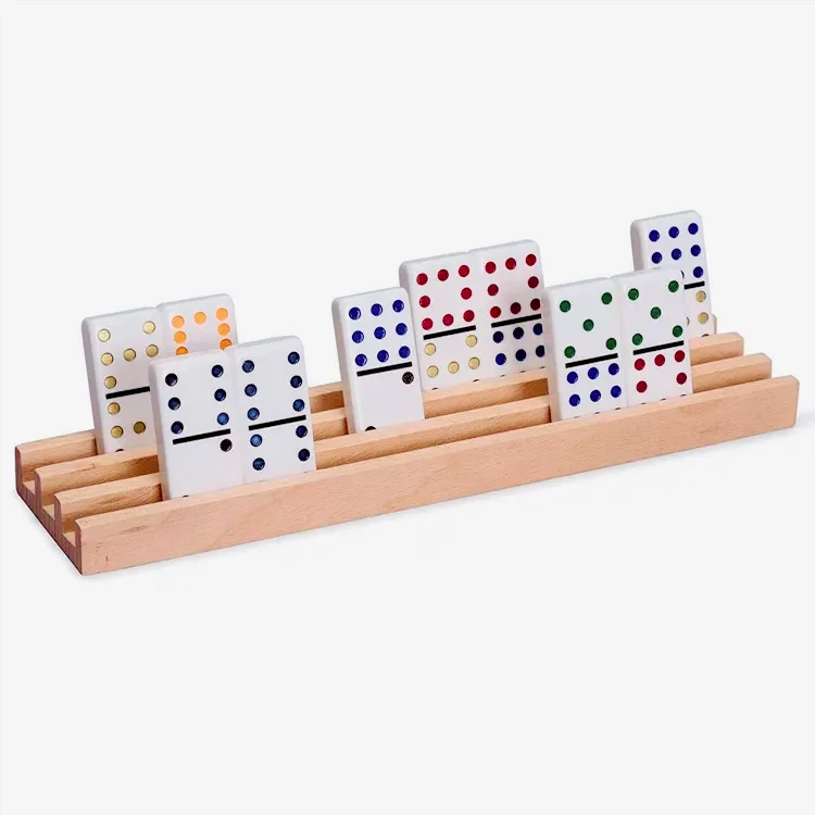 Custom High Quality Solid Wood Domino Holder Rack Domino Trays