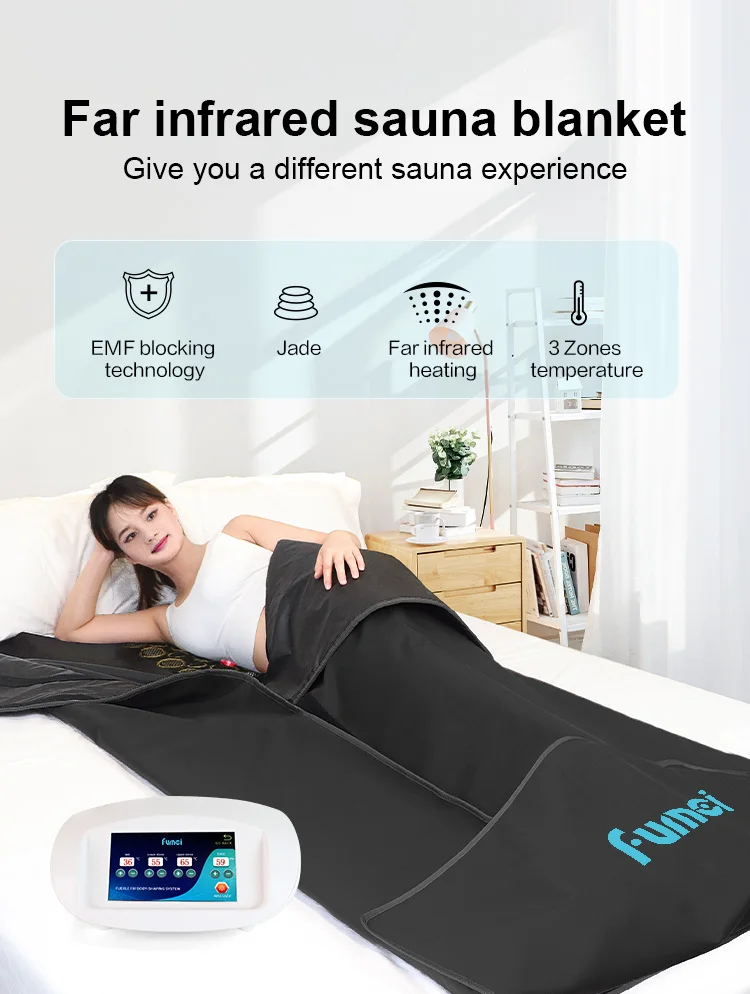 Fumei Infrared High Quality Pu Slimming Sauna Detox Blanket 3 Zone Sauna Blanket With Stone