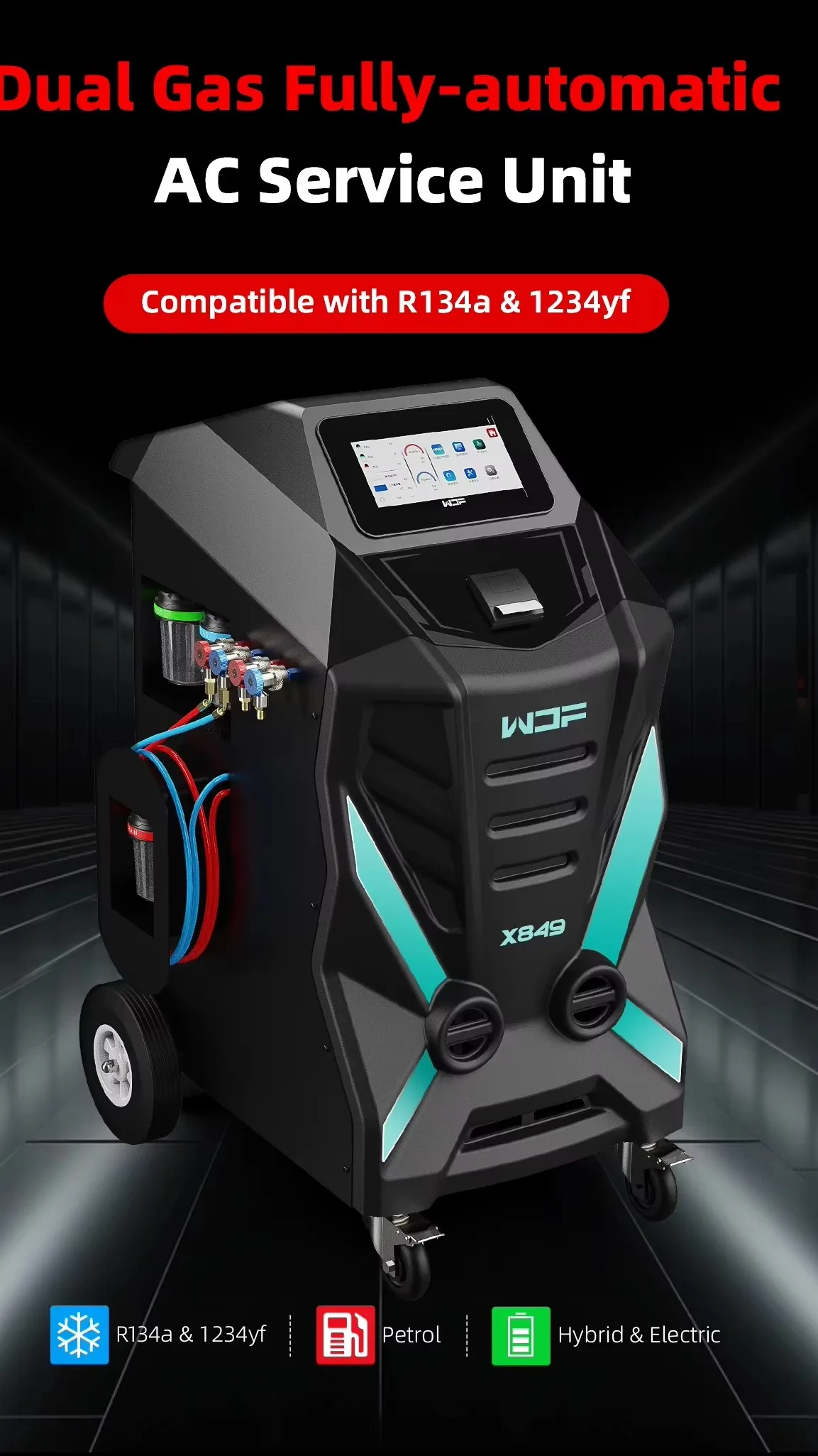 X849 AC Flush Machine for R134A & R1234YF - Dual System