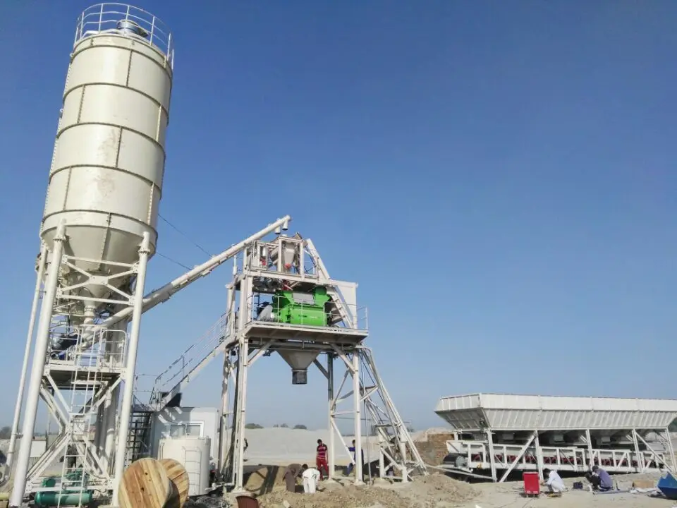 Hzs90 High Performance Fixed Concrete Mixing Batching Plant with Vertical Type Cement Silo