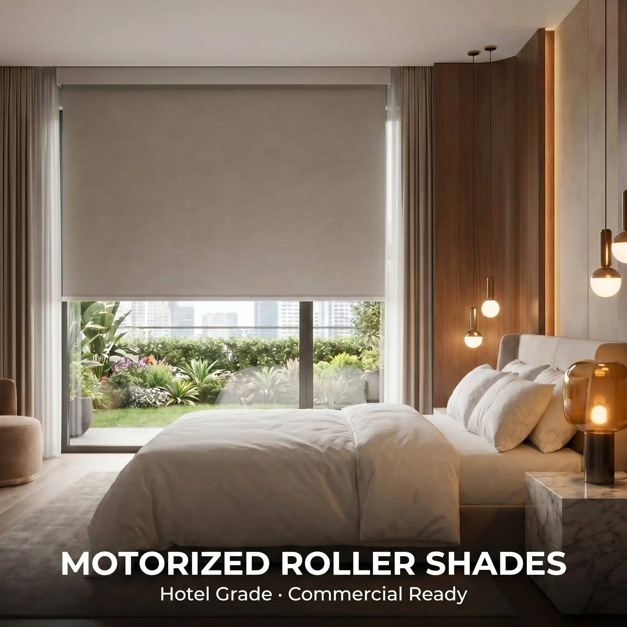 For A-OK Motor Electric Roller Blind Blackout Motorized Window Shade Built-in Polyester Custom Size Wholesale Factory Price