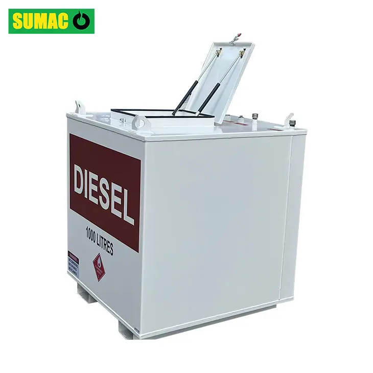 Sumac portable 5000 liters fuel cube transfer mobile 3000l metal steel diesel double walled cube tank with pump sale for Guam manufacture