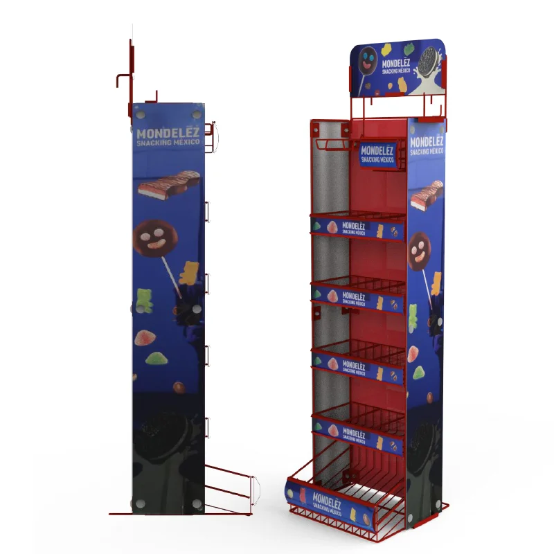 Bevis Customized Metal Movable Roller Layer Snack Display Rack for Convenience Stores or Supermarkets