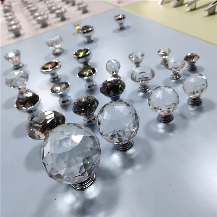 Drawer Wardrobe Pull Handle Knobs Handles Crystal With Screw