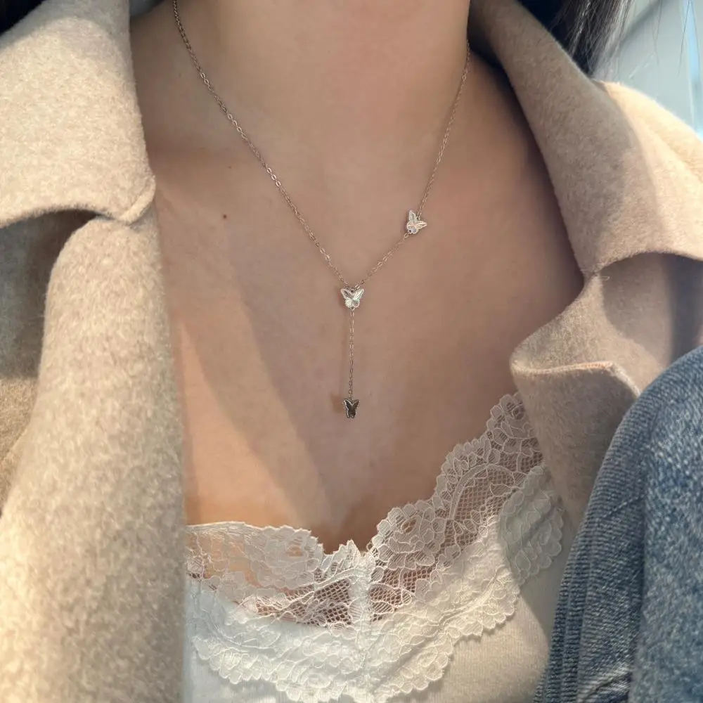 KAKODIY new 925 sterling silver jewelry gold-plated tassel butterfly forest necklace for women detail 3