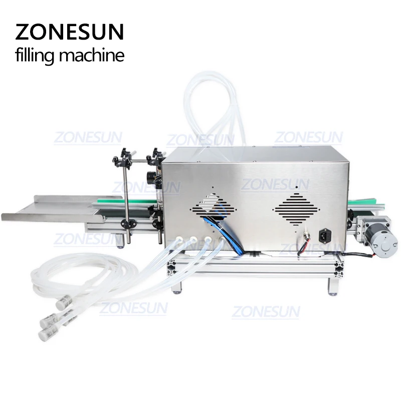 ZONESUN Full Automatic Desktop CNC Liquid Oil Filling Machine With Conveyor Beverage Milk Perfume Filling Machine Water Filler