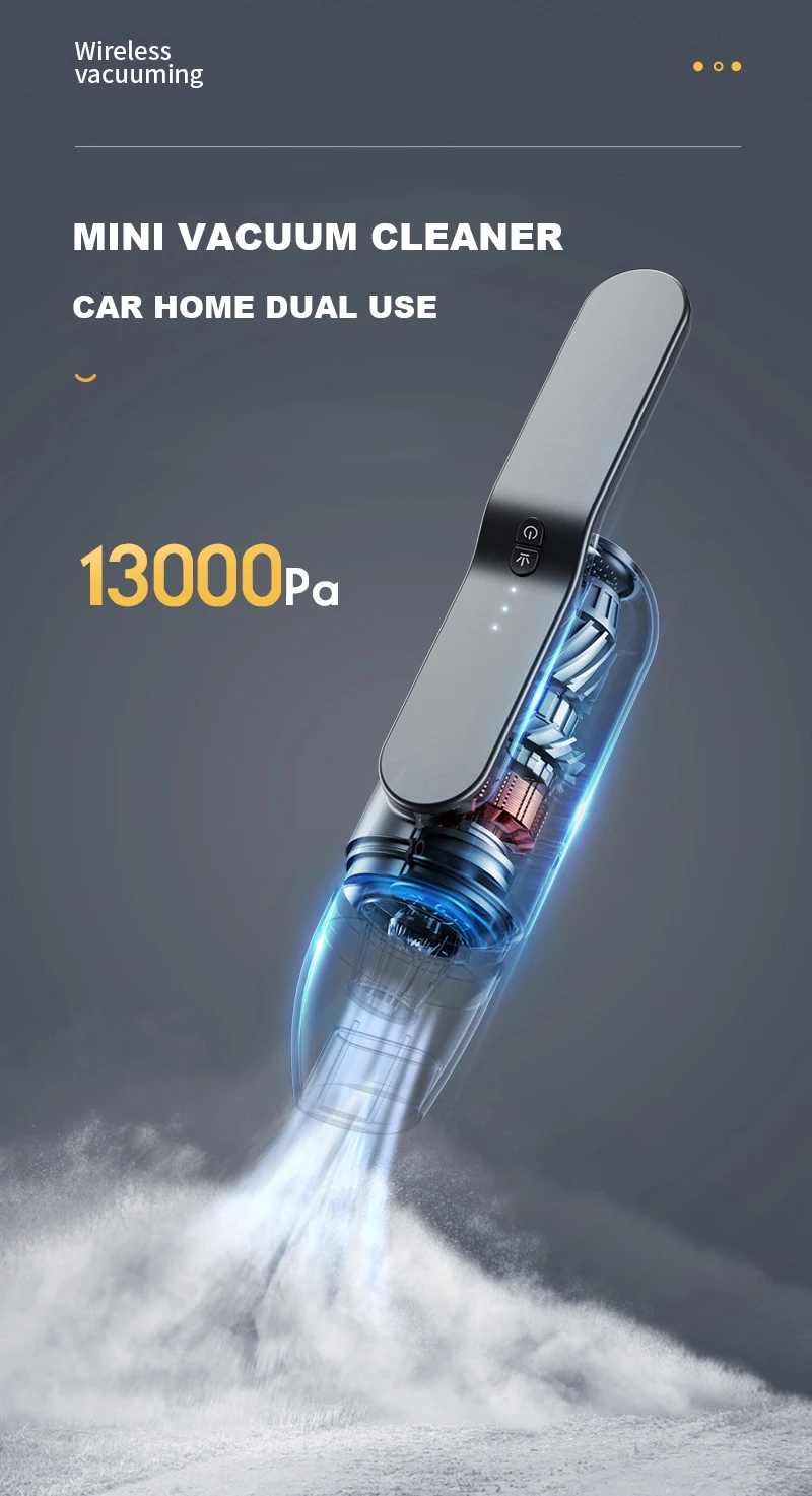 Беспроволочный пылесос 13000 Па ультрафиолетовый свет Многофункциональный USB-зарядный высокомощный