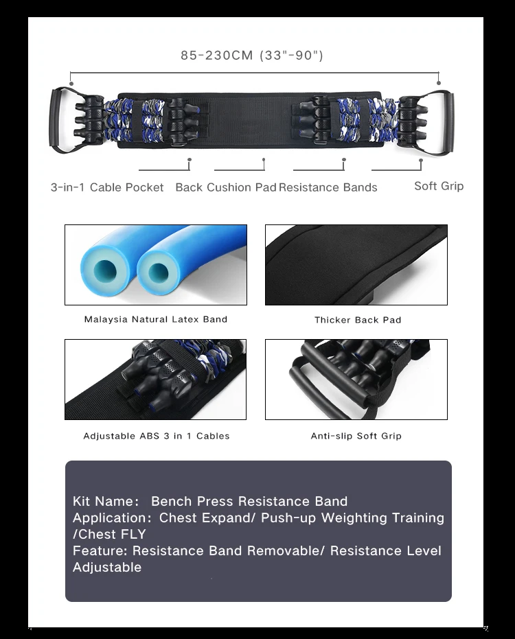 Portable Chest Workout Equipment Push Up Resistance Bands Bench Press