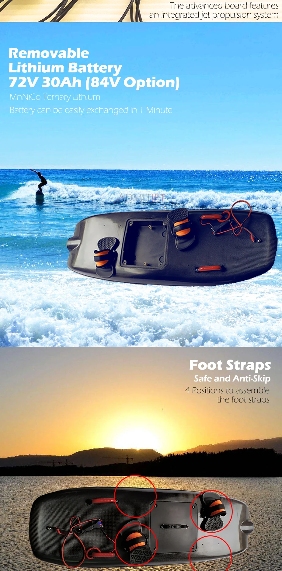 Whole Carbon Fiber Ultralight 65 Km/h 12000 W Electric Powered Motorised Wakeboard With Price