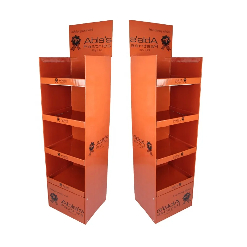 4 Layers Small Cardboard Display For Stores Custom Cardboard Floor