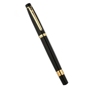 Luxury Custom Black Gold Metal Roller Ball Pen Gift With Logo