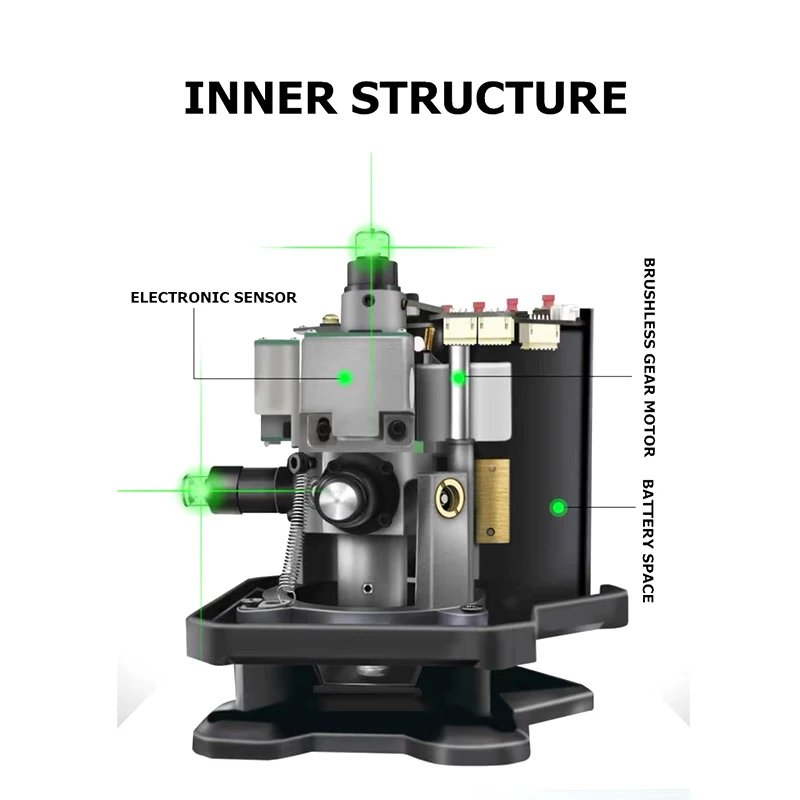 Indoor self leveling 3d laser level rotary 360 green 12 lasers lithium with manual