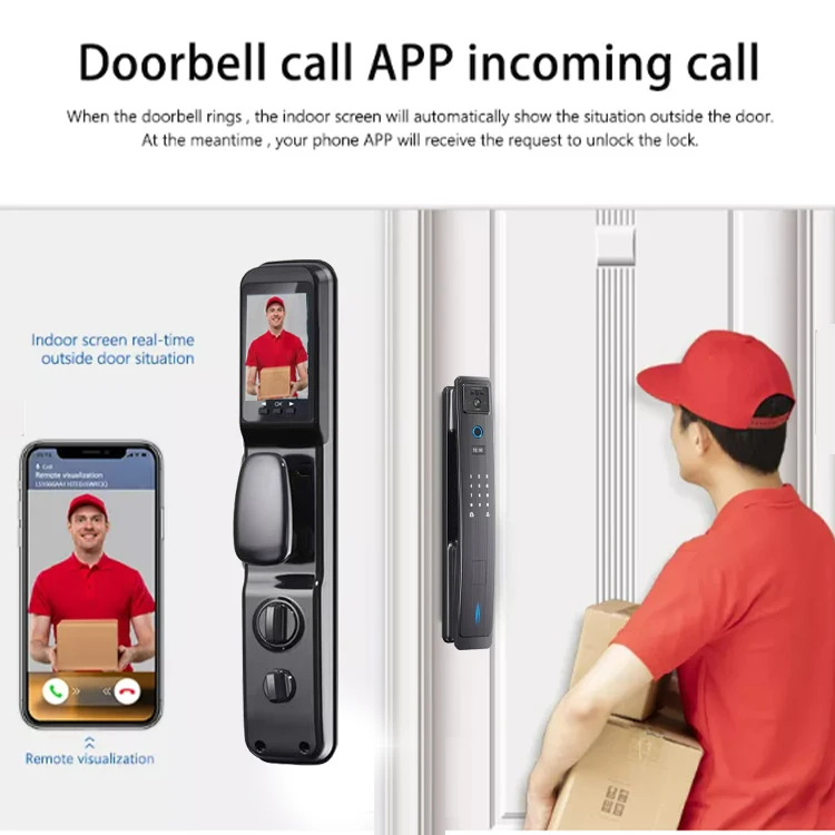 Xhome APP Visual Intercom Smart Lock Night Vision Fingerprint Password Card Key Automatic Unlock With Camera WiFi App