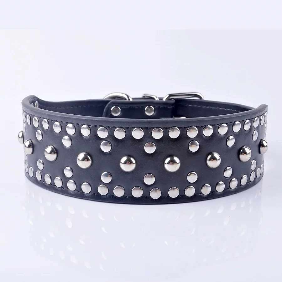 Pet supplies factory direct sales in large dogs mushroom nail dog collar 5CM wide leather rivet dog rope