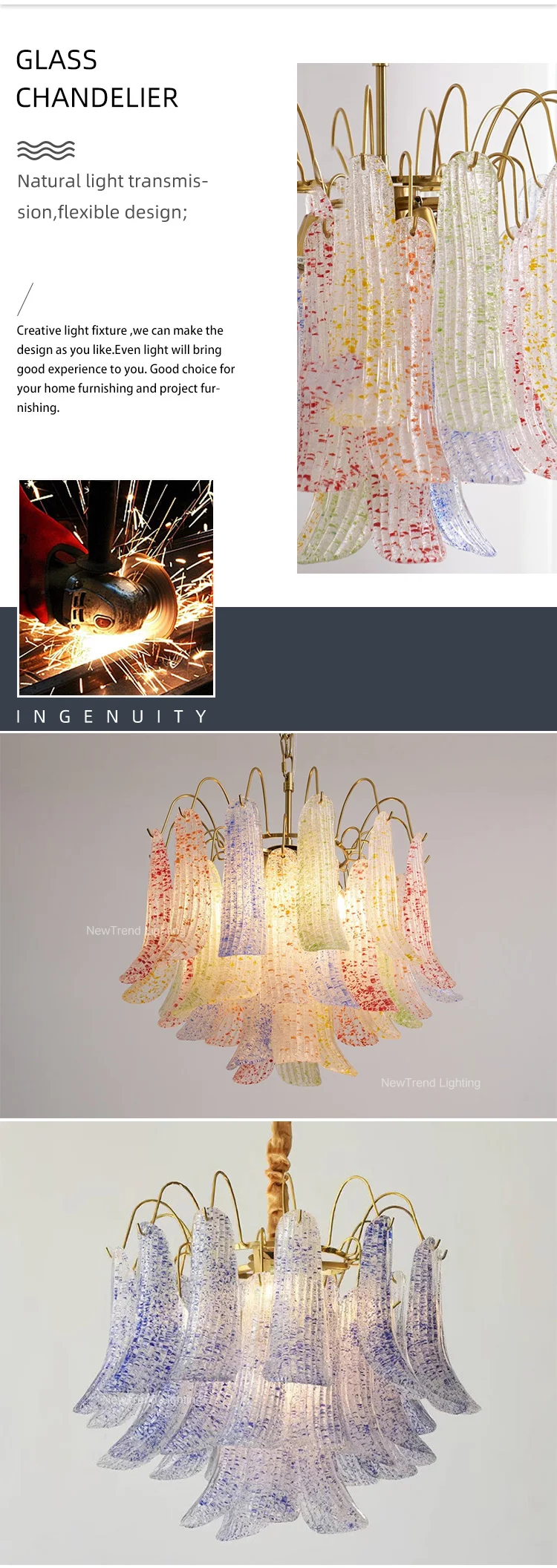 cpl 453 custom french vintage murano glass chandelier  colorful art pendant light for villa loft  living room-1