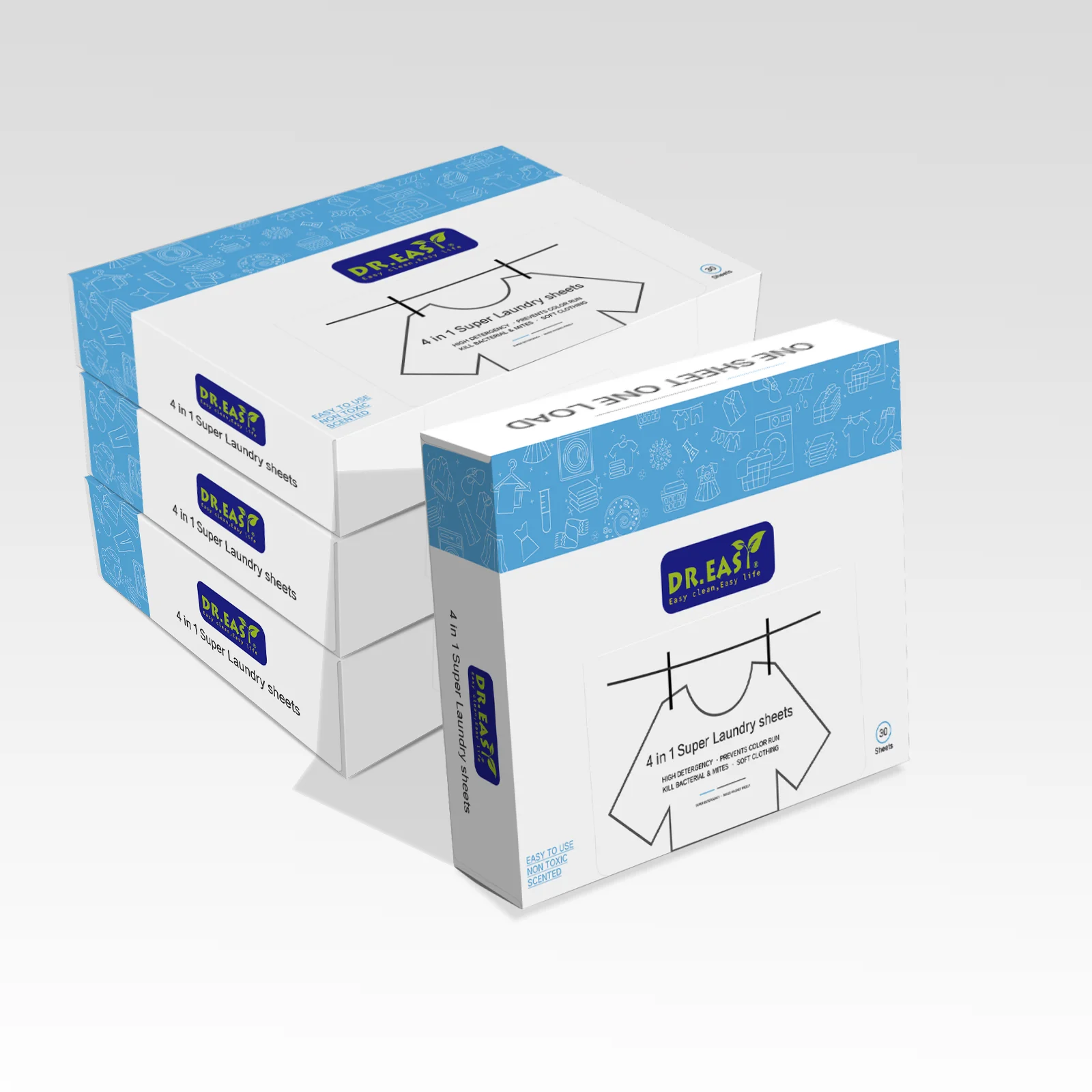 OEM Free Sample 4-in-1 Super Laundry Sheets for Washing Cloth and Lasting Fragrance Laundry Detergent Sheets