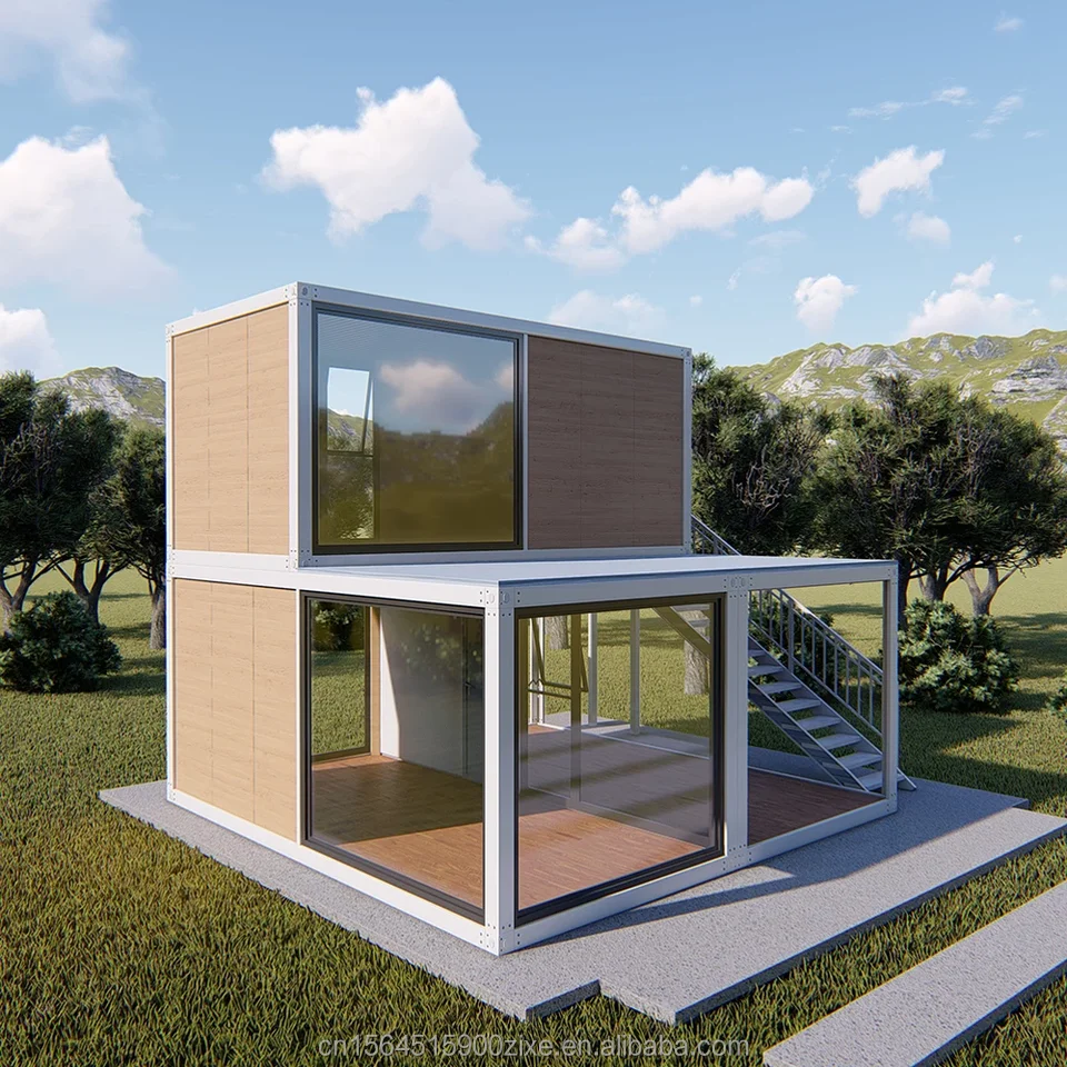 Casa Modular de Contêiner com Painel Sanduíche Personalizado em Dois Andares para Alojamento e Escritório em Espaços Corporativos