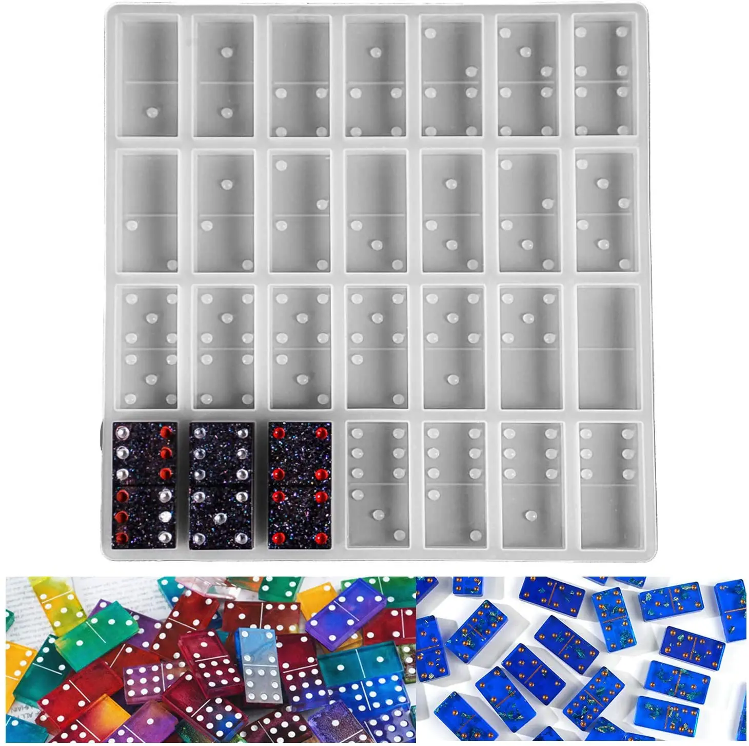 DIY Domino Resin Molds, 1 Set of 28 Cavities Domino Molds for Resin  Casting, Domino Double