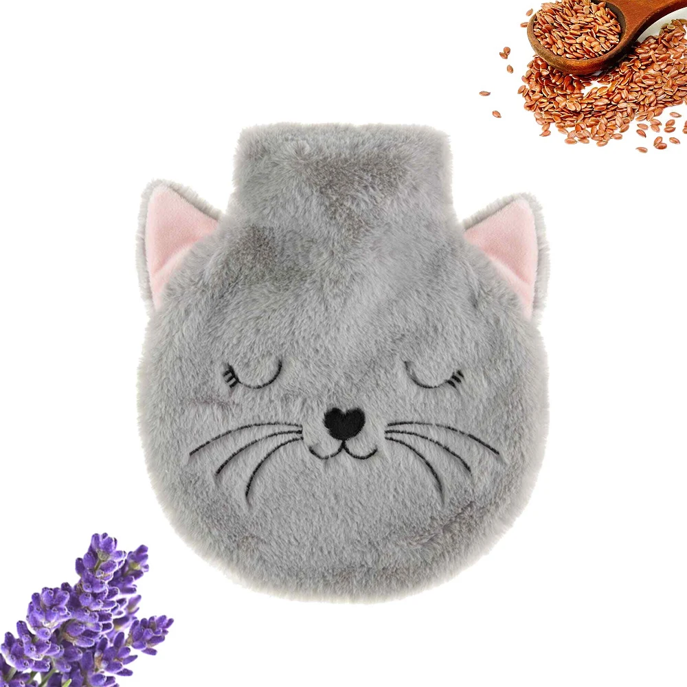 microwavable heat pack embroidery animal clay beads flax seeds heated plush stuffed heating pad toys custom brand