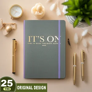 Custom A5/A6 Hardcover PU Leather & Fabric Journal Notebook Wholesale Office School Elastic Band Diary Budget Planner Students