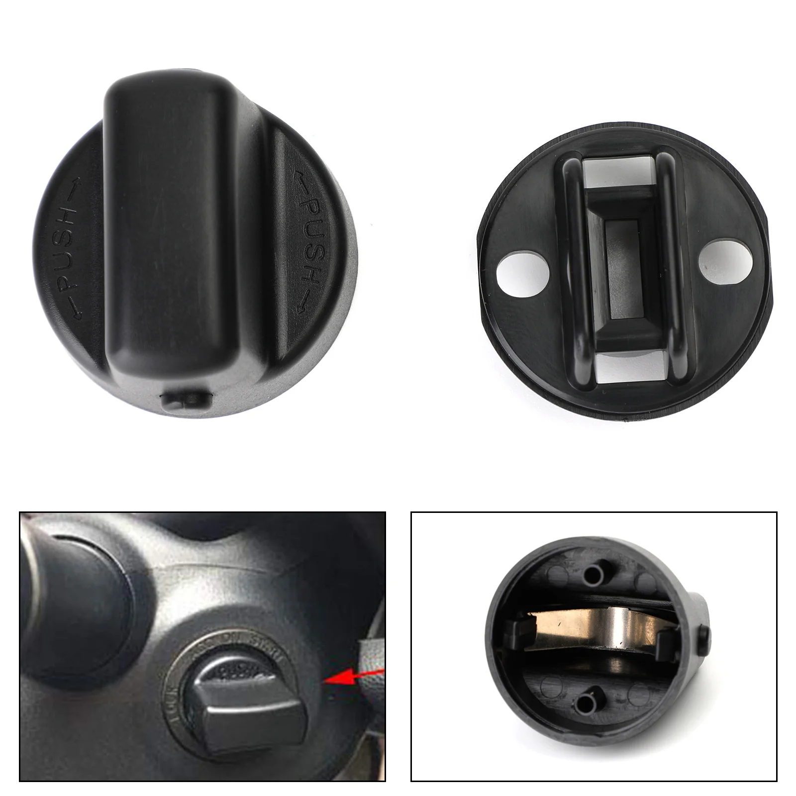 Ignition Key Knob Push Turn Switch & Base Mount Set For
