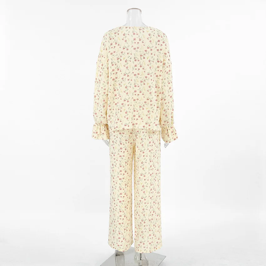 2026 Pure Cotton Pajamas Women's Spring and Summer Long Sleeves and Trousers — detail