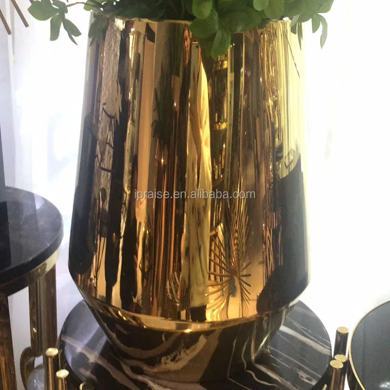 Luxury Home Decor Stainless Gold Large Planter Pot / Big Outdoor