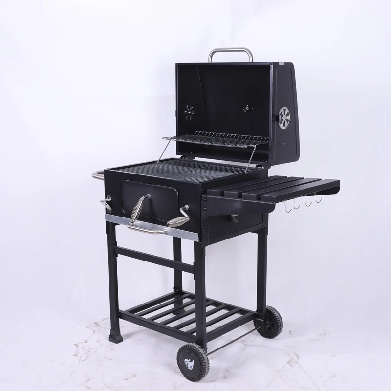 Charcoal Barbecue Outdoor Bbq Grill Smoker Black Trolley Cart Bbq Charcoal Grill