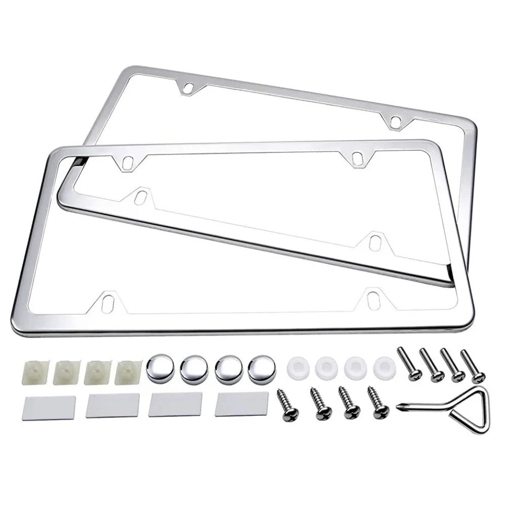 Solid Silicone Black License Plate Frame Covers Car Plate Bracket Holders. - Rust-Proof. Rattle-Proof. Weather-Proof