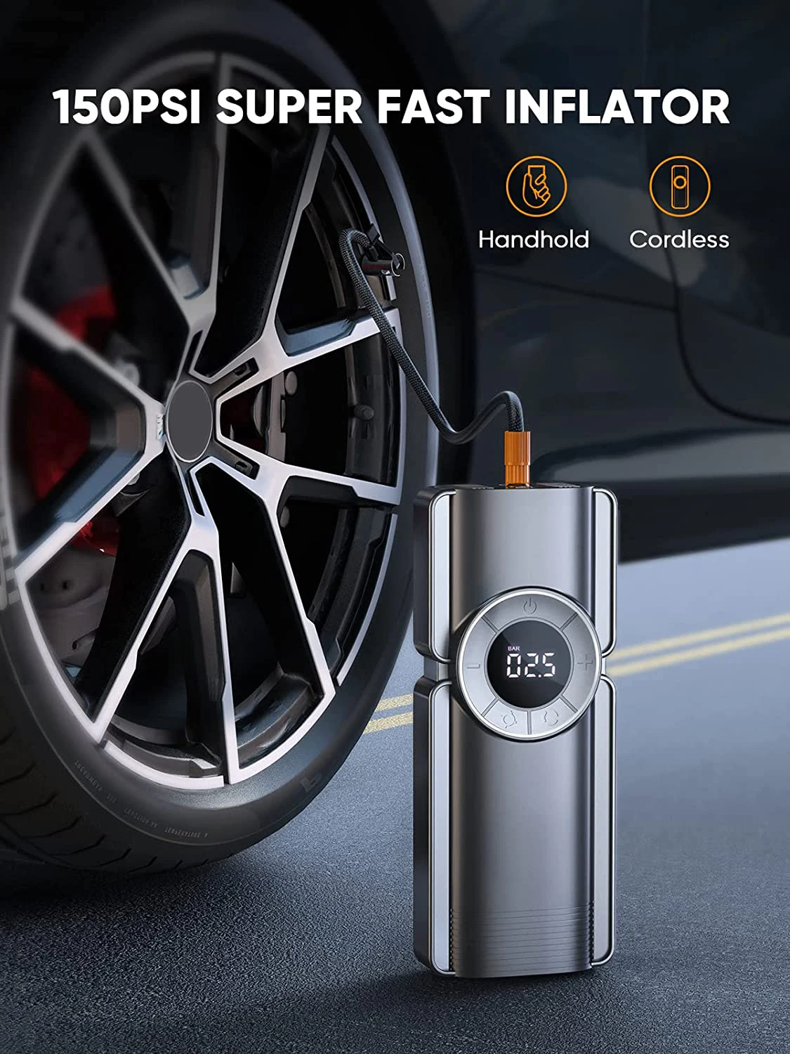 2500A 4-in-1 Jump Starter 20000mAh Portable Air Pump Tire Inflator Power Bank Emergency Car Battery Booster Kit