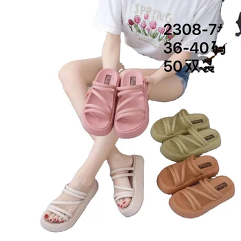 slippers for women wedge sandals 2023 custom slides chunky three platform heels ladies wedge slippers for women