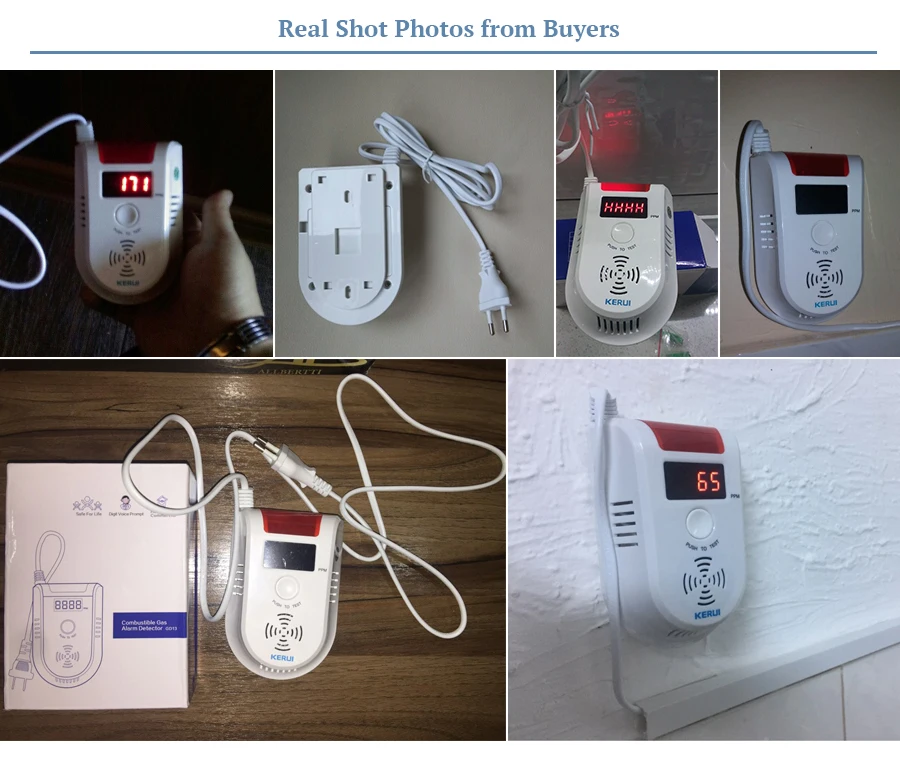 LCD display wireless Gas Alarm Sensor With temperature function Combustible Gas Leak Detector