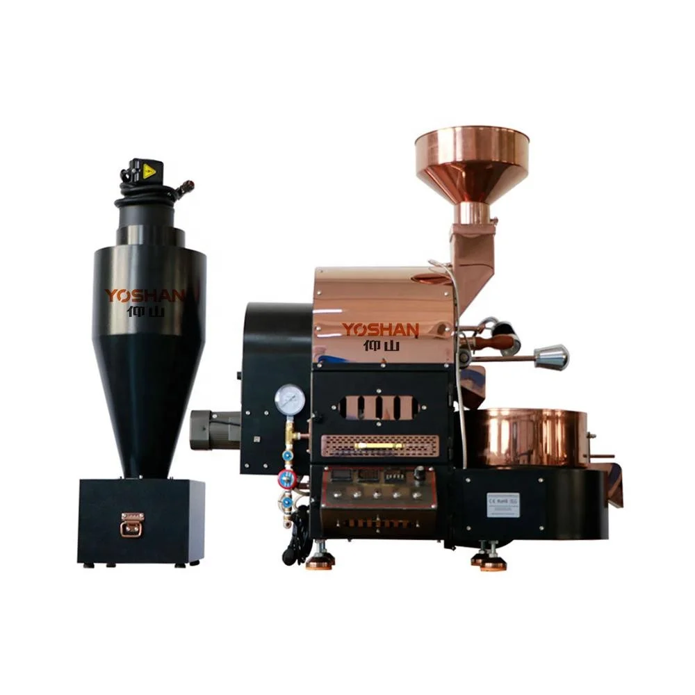 Yoshan Pro Coffee Roasting Machines 2kg 1kg 500 GR Gas Electrical Hot Air Double Layer Drum Coffee Roaster for Commercial Use