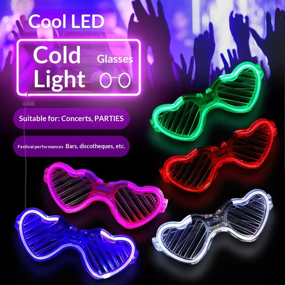 NINER9 Heart-shaped Louver Glowing Glasses Custom logo Holiday Glowing Props preview 6