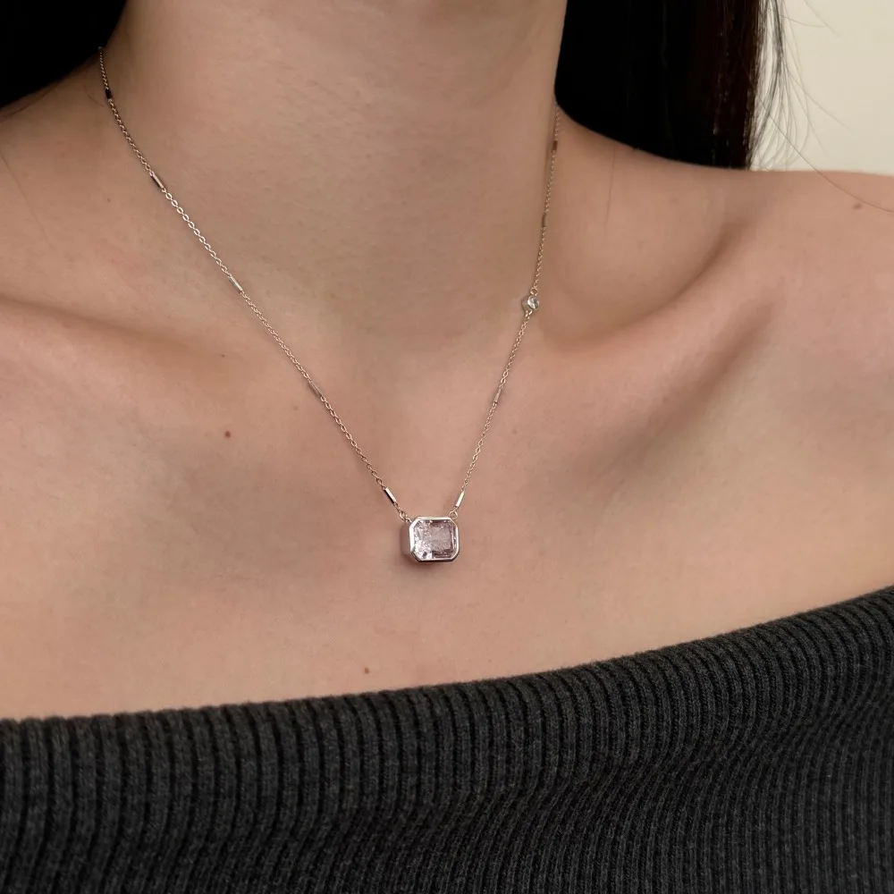 KAKODIY High Jewelry Simple Design 925 Sterling Silver Solitaire 4ct 8A Crushed Ice Cut Cubic Zirconia Pendant Necklace detail 5