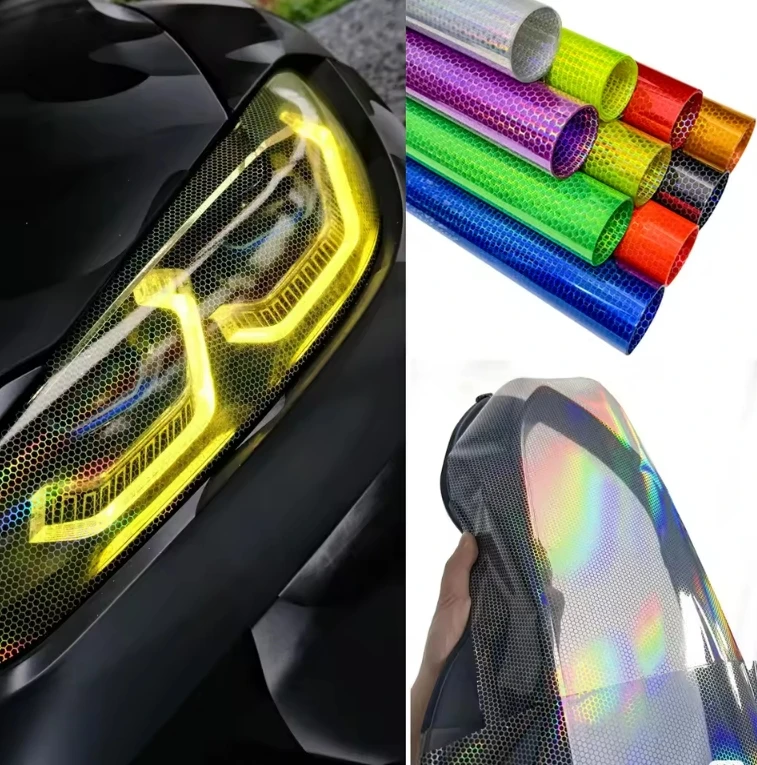 30CM*10M Car Sticker Headlight Lamp Film Auto Laser Honeycomb Taillight ...