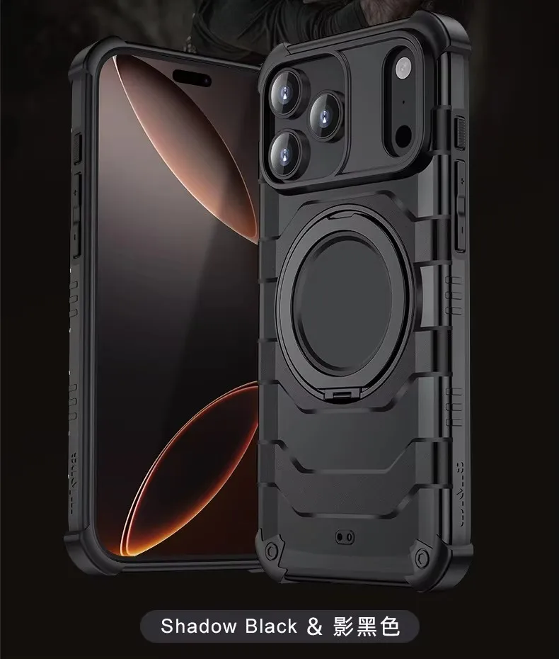 product for iphone 17 pro max case with rotating metal kickstand military grade drop proof  anti fingerprint protective cover-9