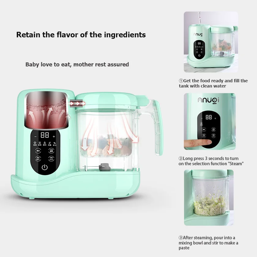 Smart Touch Control Electric Baby Appliances Multi Functional 7 in 1 Baby Food Blender Maker Processor and Steamer