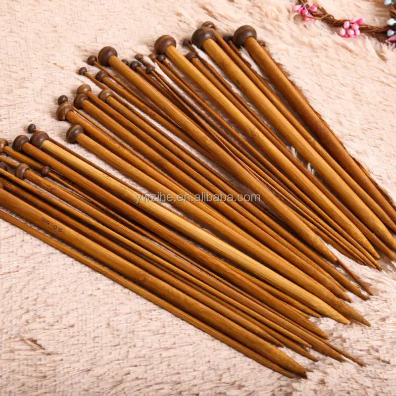 36pcs Carbonized Bamboo Knitting Needle Set 25cm Length Single