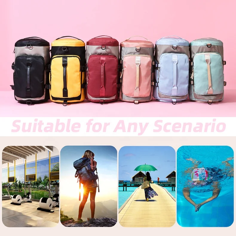 Unisex Travel Backpack with Color Block Design & Shoe