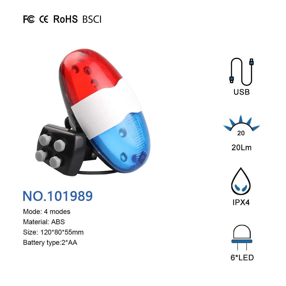 Прочный водонепроницаемый велосипедный светодиодный светильник с электрическим гудком звуковой сигнал